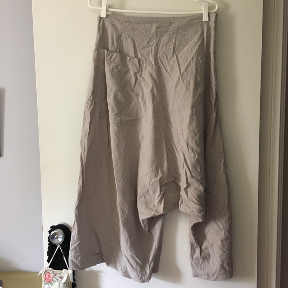 RUNDHOLZ BLACK LABEL Natural Linen Blend Drop Crotch Sarouel Pants M - Picture 3 of 5